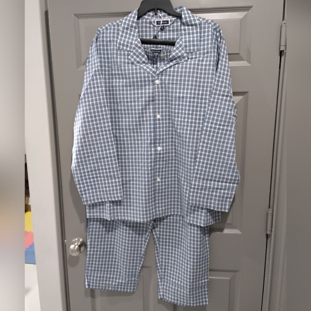 Club Room Men's Blue Checkered Pajama Set